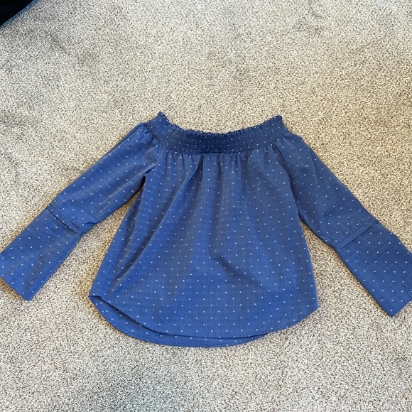 Maette "Gemma" Off The Shoulder Smocked Woven Blouse Top, M - Picture 10 of 11